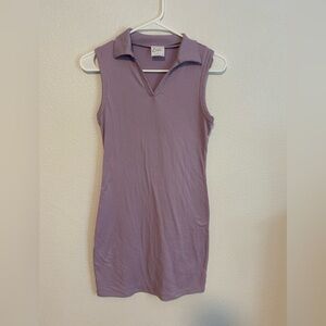 Lavender Ribbed Collared Dress